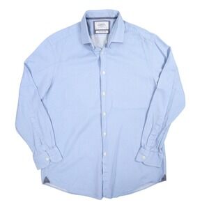 Charles Tyrwhitt Extra Slim Fit Dress Shirt Mens 17/34 Blue Zigzag Cotton Office